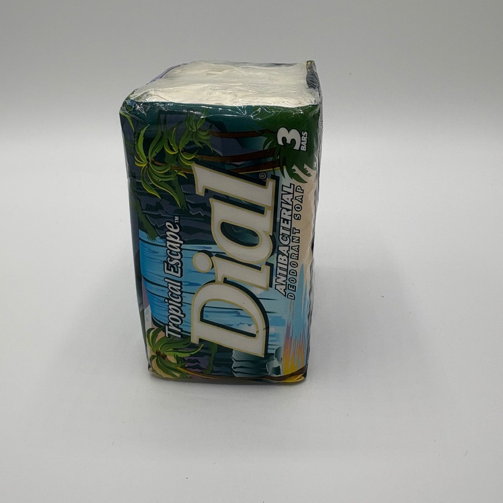 Dial Tropical Escape Antibacterial Deodorant Soap 3 Pack 4.5oz Bath Bars New Old - Picture 3 of 6